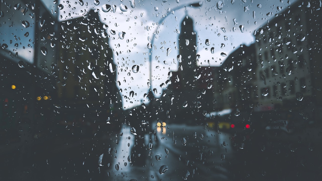 дождь, город, вечер, осень, погода