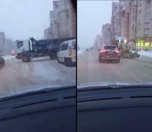 Опасная погрузка снега провоцирует аварии на дорогах Петербурга