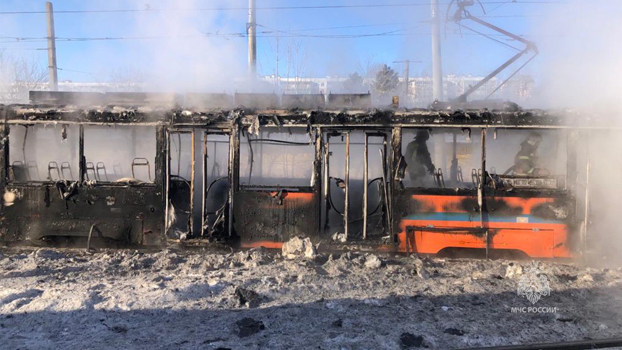 пожар трамвай